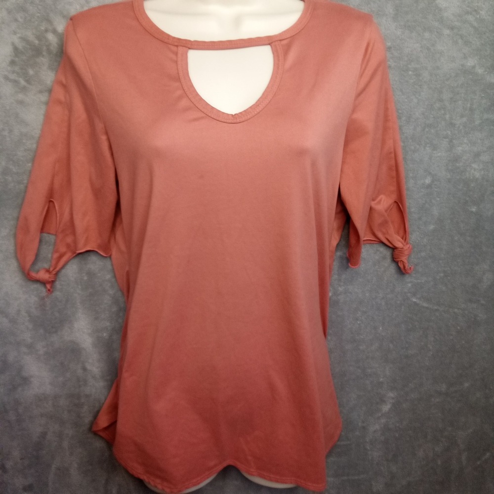 Kristin Nicole Womens Coral Cutout Neck Dolman Sleeve Top Shirt Blouse‎ Medium